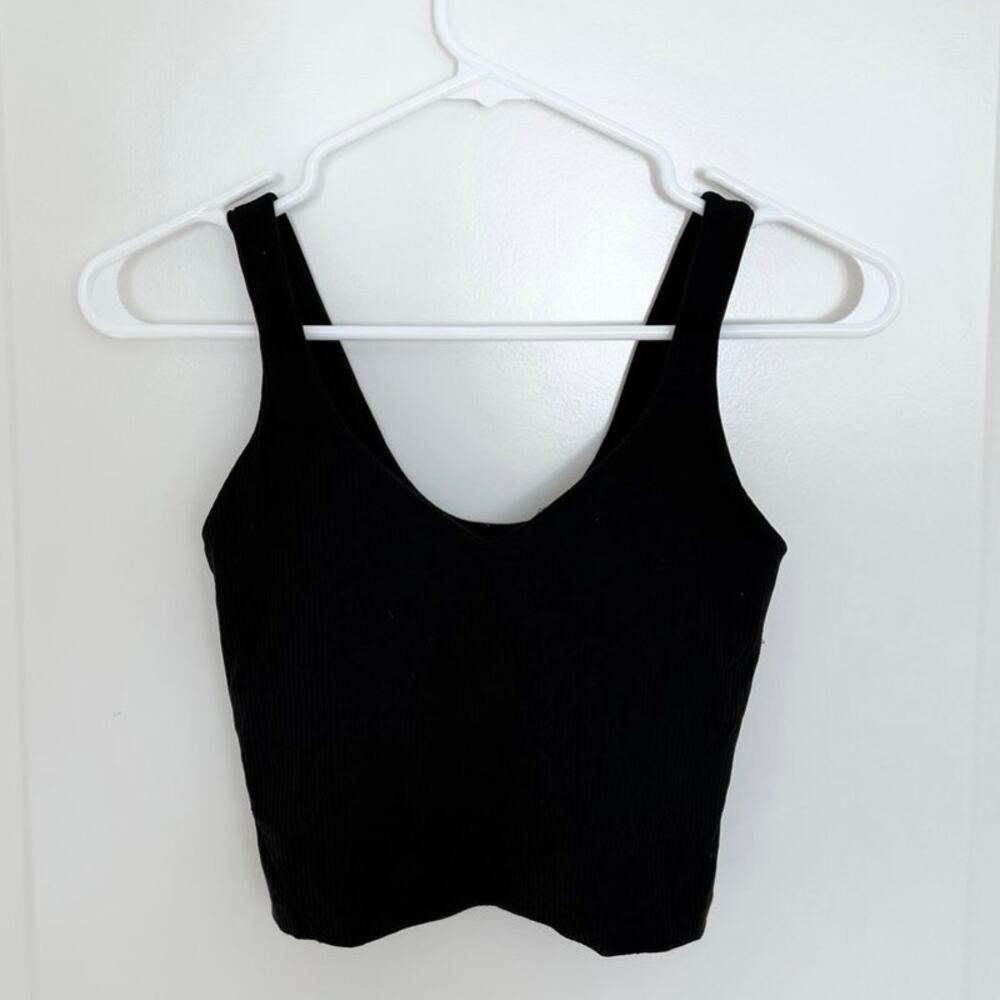Lululemon Align Ribbed Long Line V Neck Tank Top Black 2 - Picture 2 of 4
